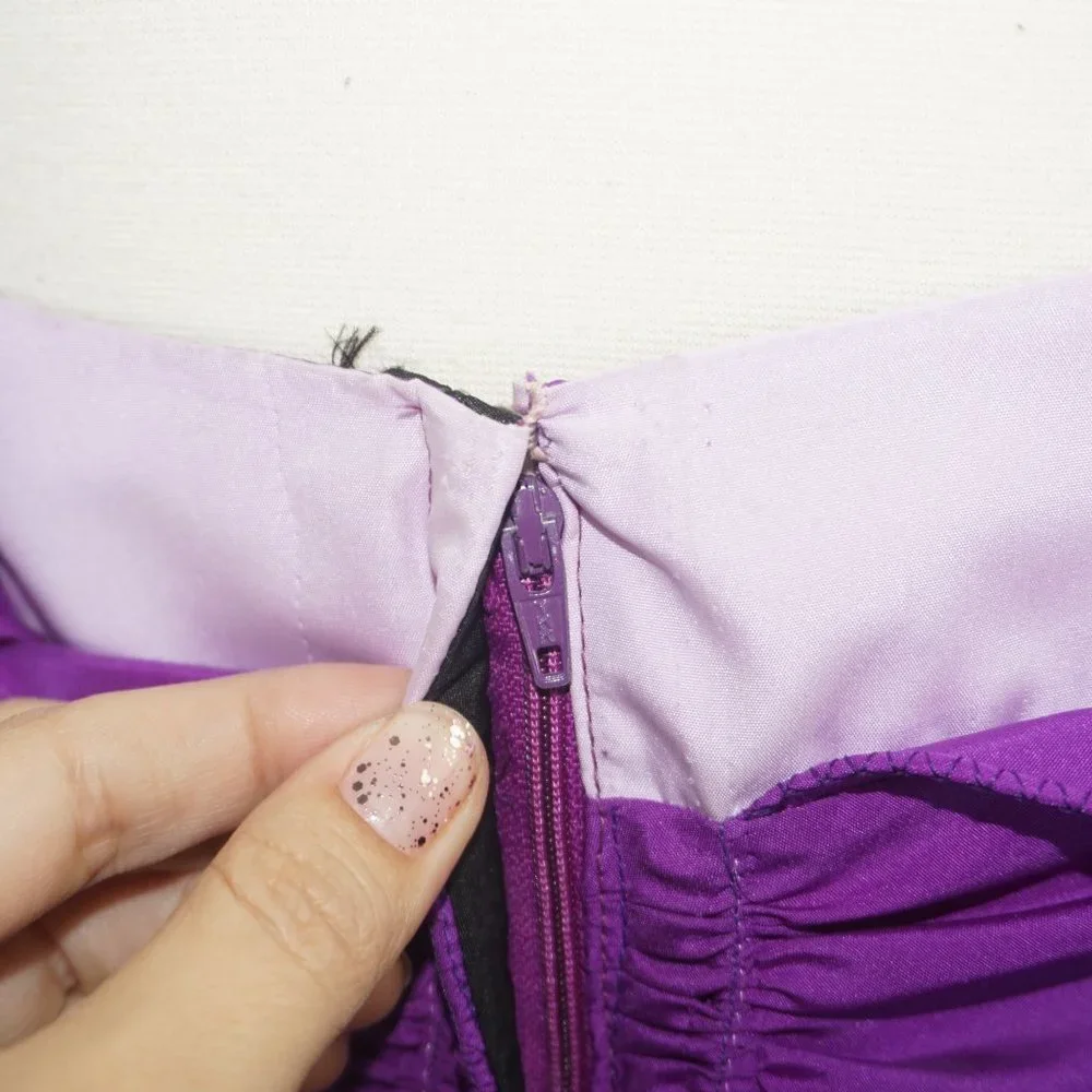 Vintage 80s Purple Peplum Strapless Maxi Dress - Picture 7 of 10